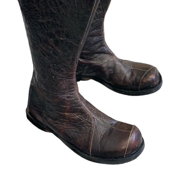 CYDWOQ Brown Crackled Leather Zip Up Mid Calf Boots Size 37 - Picture 15 of 16